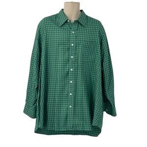 Hamilton 1883‎ Men's Long Sleeve Button Down Shirt Green/White Gingham Check XL